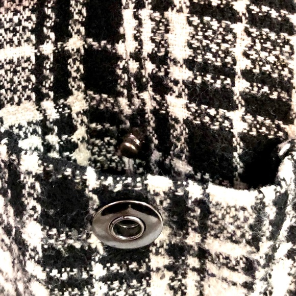 YOKI authentic brand Black & White Plaid Collared Bomber Jacket size L - Picture 7 of 12
